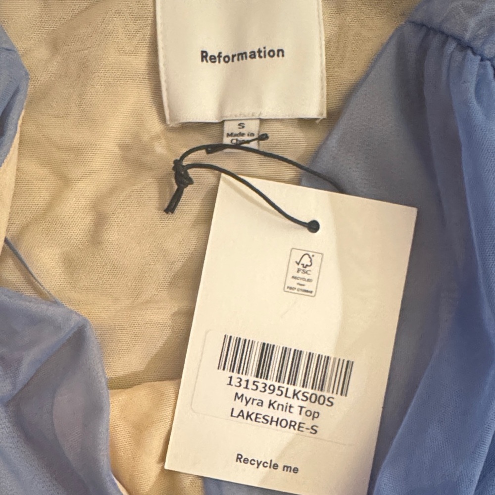 NWT Reformation Lakeshore Myra Knit Top in Light Blue - Picture 3 of 4